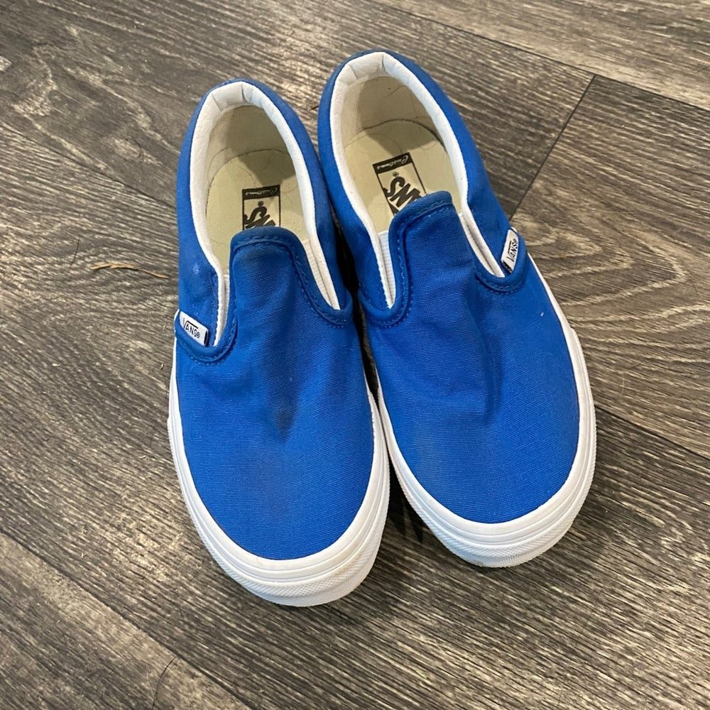 Vans little kids size 1 bright blue slip on sneaker